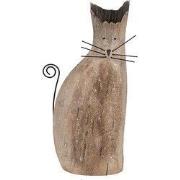 Clayre & Eef Decoratie Beeld Kat 26 cm Bruin Hout