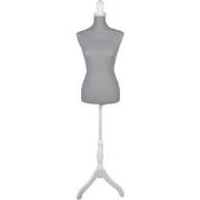 Clayre & Eef Paspop Dames Verstelbaar 37x22x168 cm Grijs Wit Hout