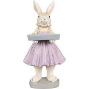 Clayre & Eef Beeld Konijn 10x8x20 cm Bruin Paars Polyresin