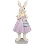 Clayre & Eef Beeld Konijn 12x10x27 cm Bruin Paars Polyresin