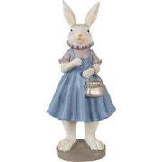 Clayre & Eef Beeld Konijn 12x10x27 cm Beige Blauw Polyresin