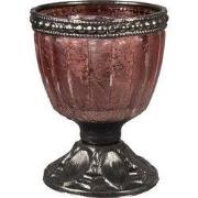 Clayre & Eef Theelichthouder Ø 6x8 cm Roze Glas