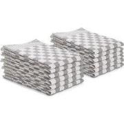 DoubleDry Theedoeken set - 12 stuks - 50x70 cm - 100% katoen - blokpat...