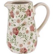 Clayre & Eef Decoratie Kan 16x11x18 cm Roze Beige Keramiek Bloemen