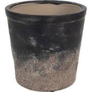Clayre & Eef Bloempot Binnen Ø 17x16 cm Zwart Bruin Keramiek