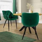 Eetkamerstoel set van 2 Grote ruitvormige quilting met rugleuning en a...