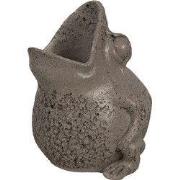 Clayre & Eef Bloempot Kikker 19x18x23 cm Grijs Polyresin