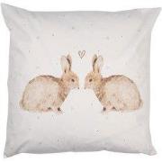 Clayre & Eef Kussenhoes 45x45 cm Wit Polyester Konijnen