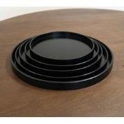 QUVIO Houten dienblad rond - Zwart - 36 cm