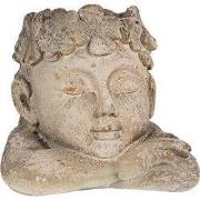 Clayre & Eef Bloempot Hoofd 20x20x19 cm Grijs Beige Magnesium (MGO)