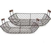 Clayre & Eef Opbergmand Set van 2 40x34x14 / 36x30x13 cm Bruin Metaal