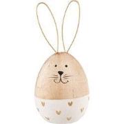 Clayre & Eef Decoratie Beeld Konijn Bruin Hout