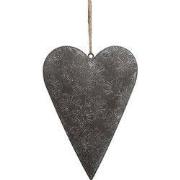 Clayre & Eef Decoratie Hanger Hart 10 cm Grijs Metaal