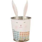 Clayre & Eef Bestekbak Ø 12x23 cm Wit Roze Metaal Konijn