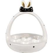 Clayre & Eef Eierschaal Ø 16x19 cm Wit Zwart Keramiek