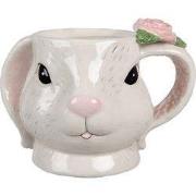 Clayre & Eef Mok Konijn 450 ml Wit Roze Keramiek