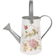 Clayre & Eef Decoratie Gieter 37x17x27 cm Wit Metaal Bloemen