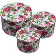 Clayre & Eef Opbergdoos Set van 3 Ø 26x15 / Ø 22x15 / Ø 19x14 cm Roze ...