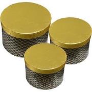 Clayre & Eef Opbergdoos Set van 3 Ø 25x17 / Ø 23x16 / Ø 21x14 cm Goudk...