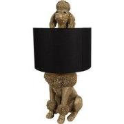Clayre & Eef Tafellamp Hond Poedel 30x28x57 cm Goudkleurig Zwart Polyr...