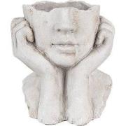 Clayre & Eef Bloempot Binnen Vrouw 20x17x22 cm Grijs Steen
