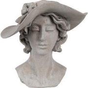 Clayre & Eef Bloempot Binnen Buste 27x23x26 cm Grijs Polyresin