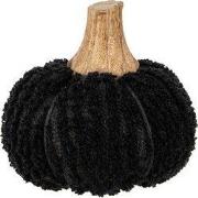 Clayre & Eef Decoratie Pompoen Ø 9x8 cm Zwart Polyester