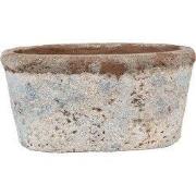Clayre & Eef Bloempot 19x11x10 cm Beige Blauw Terracotta