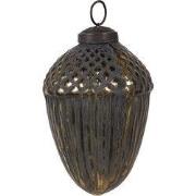 Clayre & Eef Kerstbal Ø 7x10 cm Zwart Glas