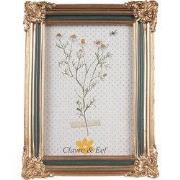 Clayre & Eef Fotolijst 10x15 cm Goudkleurig Groen Polyresin