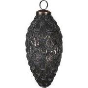 Clayre & Eef Kerstbal Ø 7x15 cm Zilverkleurig Zwart Glas