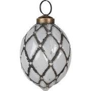 Clayre & Eef Kerstbal Ø 6x8 cm Grijs