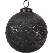 Clayre & Eef Kerstbal Ø 10x10 cm Zwart Grijs Glas