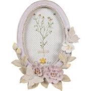 Clayre & Eef Fotolijst 10x15 cm Paars Polymide Bloemen