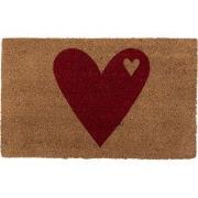 Clayre & Eef Deurmat 75x45 cm Bruin Kokos Harten