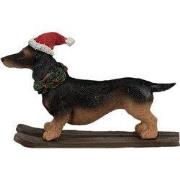 Clayre & Eef Kerstdecoratie Beeld Hond Teckel 10x3x7 cm Bruin Polyresi...