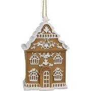 Clayre & Eef Kersthanger Gingerbread house 6x4x9 cm Bruin Polyresin