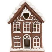 Clayre & Eef Gingerbread house met LED 17x10x22 cm Bruin Polyresin