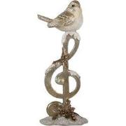 Clayre & Eef Decoratie Beeld Vogel 6x5x16 cm Beige Polyresin