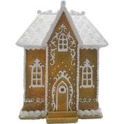 Clayre & Eef Gingerbread house met LED 12x9x15 cm Bruin Polyresin