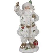 Clayre & Eef Kerstdecoratie Beeld Kerstman 31 cm Wit Polyresin