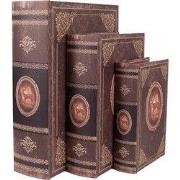 Clayre & Eef Opbergdoos Set van 3 Boeken 27/22/17 cm Bruin Hout