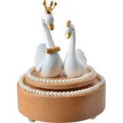 Clayre & Eef Muziekdoos Zwaan Ø 11x15 cm Beige Hout