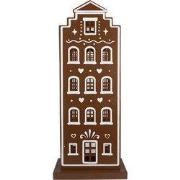 Clayre & Eef Gingerbread house met LED 31x16x75 cm Bruin Metaal