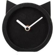 Clayre & Eef Tafelklok 12x5x13 cm Zwart Hout Kat