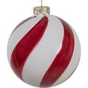 Clayre & Eef Kerstbal Ø 12x12 cm Rood Wit Glas