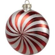 Clayre & Eef Kerstbal 10x4x10 cm Rood Wit Glas