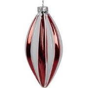 Clayre & Eef Kerstbal Ø 6x13 cm Rood Wit Glas