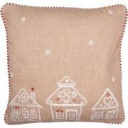 Clayre & Eef Kussenhoes 40x40 cm Bruin Katoen Gingerbread house