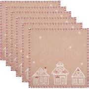 Clayre & Eef Servetten Katoen Set van 6 40x40 cm Bruin Katoen Gingerbr...